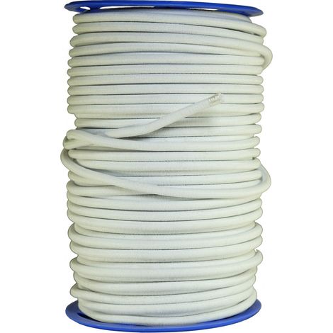 Sandow élastique Diamètre 9 mm 50 mètres Tendeur Couleur Blanc Fixation Baches