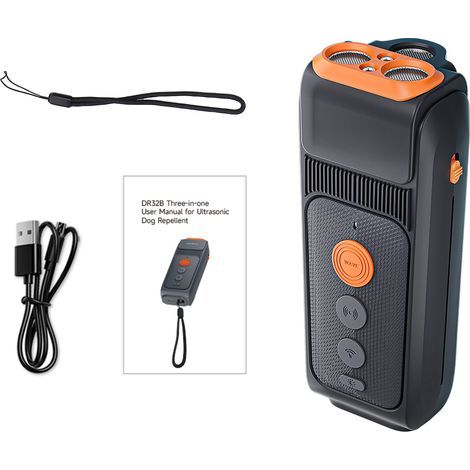 Dispositif de dissuasion des aboiements pour chiens Entraîneur à ultrasons 3 modes 25 kHz Fréquence améliorée Portée 10 m Batterie rechargeable Entraînement de contrôle compact pour chiens Noir (1/5)