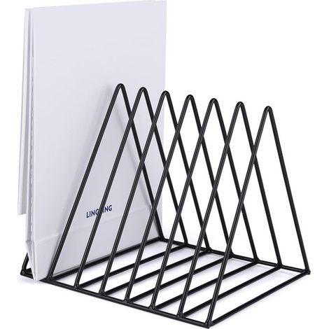 Buchstütze und Zeitungsständer aus Metall – Dreieckige Schreibtisch-Organizer für Büro und Dokumente (1/5)
