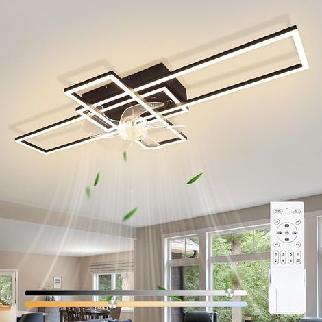 GBLY Plafone LED con Ventilatore 94cm 6 Velocità Luce Dimmerabile Telecomando Timer Salone Sala Pranzo Camera