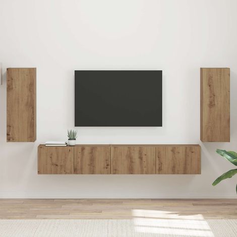 vidaXL Set mobile TV 4 pcs Rovere artigianale Legno multistrato (1/5)