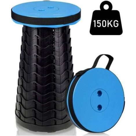 Tabouret télescopique tabouret léger petit, XU,pliant jusqu'à 150 kg chaise camping pliable noir - (1/4)