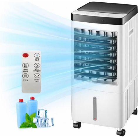 Ecleanfy - Climatiseur Mobile Sans Évacuation,10 L, 65 W,Avec minuterie 7 h, 65 dB Oscillation à 120°,Réservoir d'eau amovible Télécommande