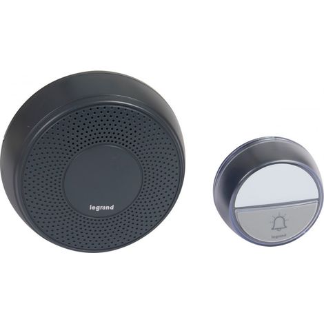 Kit de campana y timbre inalámbrico 15 melodías alimentación por pilas comodidad - Antracita - Legrand