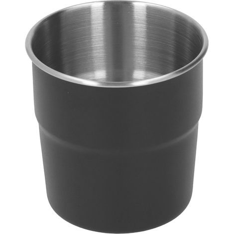320 ml doppelwandiger Edelstahl-Isolierbecher, kleiner Metall-Kaffeebecher für Zuhause und Camping, schwarz (1/5)