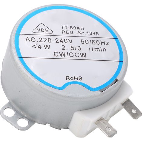 Mini moteur synchrone en acier inoxydable, silencieux, unidirectionnel, rotation horaire/antihoraire, 220-240 V CA (1/5)