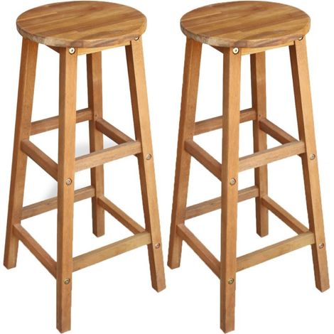 Tabouret de bar acacia massif clair Oli - Lot de 2 (1/4)