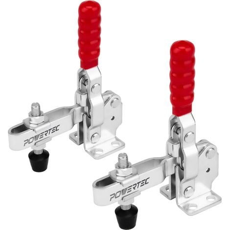 Lot de 2 colliers de serrage à bascule, capacité de maintien de 226,8 kg, pinces verticales à dégagement rapide avec pointe de pression en caoutchouc antidérapant pour gabarits et fixations (1/5)