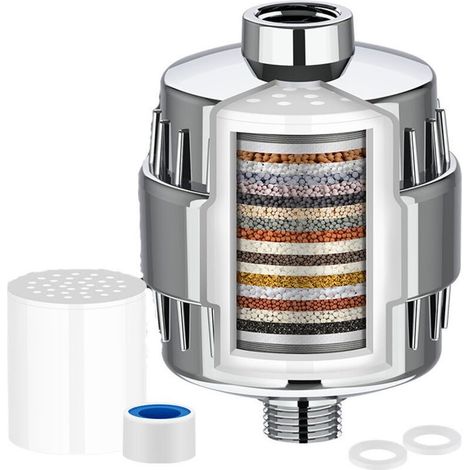 pack filtre de -DOUche universel 20 étapes + 1 filtre - Purificateur d'eau dure - Élimine les métaux lourds et sédiments-DOU