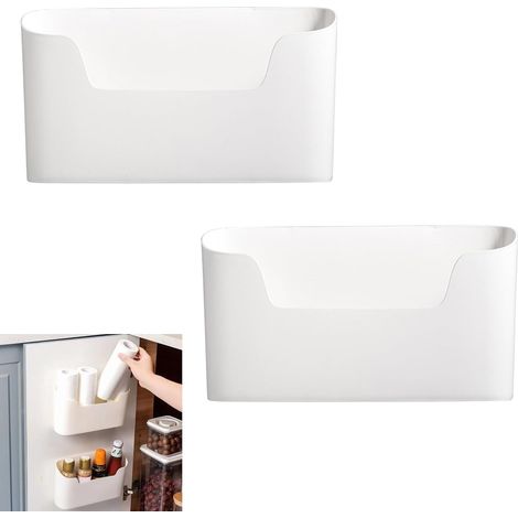Scatola portaoggetti da parete in due pezzi per ante di mobili da cucina, ideale per riporre oggetti e organizzare in bagno e in frigorifero. (1/3)