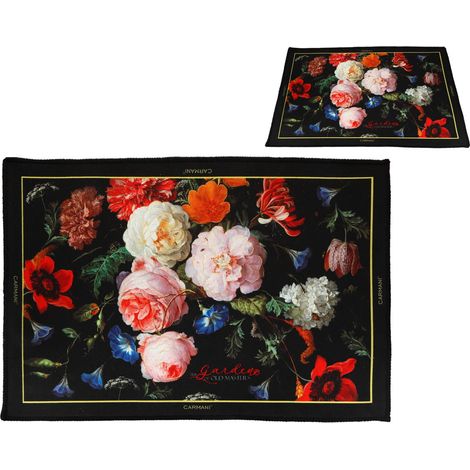 Carmani, tappeto da comodino 60x40cm - fiori barocchi (1/2)