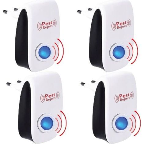 Pack de 4 Appareil Ultrason Souris - et Rats Barrage aux Insectes Repulsif à Tue Mouche Electrique Anti Puissant ultrasons rongeurs (1/4)