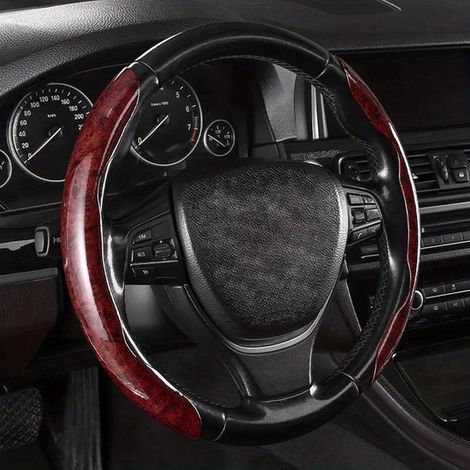 Funda universal para volante de coche, 38 cm, 15 pulgadas, elevador de volante, funda antideslizante para volante (Color: rojo) (1/5)