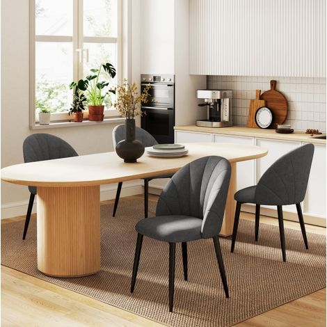 Juego de 4 sillas de comedor 52x54x79 cm de acero gris sin reposabrazos MEUBLIV (1/5)