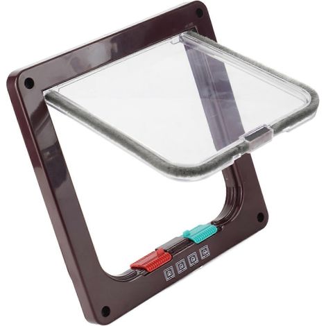 Porte de sécurité pour chat avec clapet anti-retour, barrière en plastique pour petits animaux de compagnie, marron, taille S (1/2)
