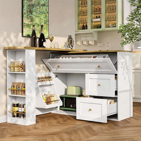 Buffet coloris blanc en mDF métal 80,3 x 15,3 x 41,3 cm (1/5)