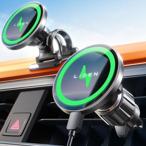 15 W Pro Magnetic Magnetic Car Phone Holder Induction Charger – [24 x N52 Magnets] Magnetic Car Phone Holder, 360° Rotation Magnetic Car Phone Holder for 17 Pro Max 16-12 (1/5)