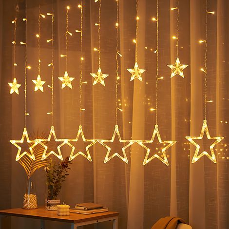 Randaco Ghirlanda di stelle 138LED luci di cortina di stelle 8 modalità di illuminazione decorazione interna/esterna di Natale luci di ghirlanda impermeabile