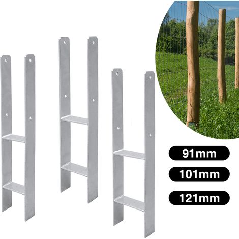 Vingo – Support de poteau en H à bétonner 600 mm – Galvanisé pour bois équarri – 4 trous Ø 11 mm – Stabilité renforcée pour clôtures et carports (1/5)