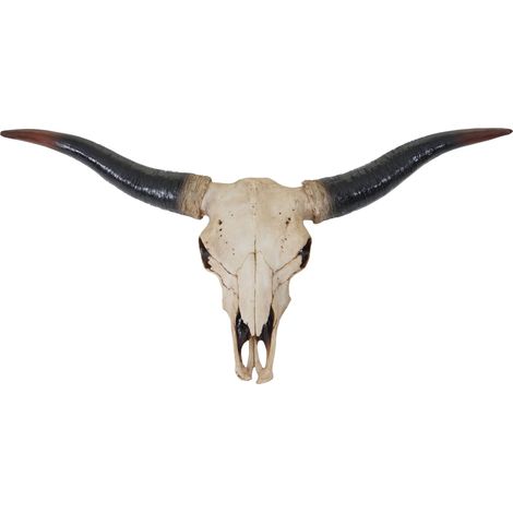 Décoshop26 – Tête de taureau décoration murale 75cm – Trophée longhorn en polyrésine – Résistant aux intempéries et au gel – 40002852