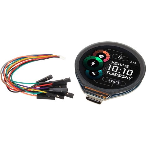 Carte de développement Raspberry Pi Pico avec écran LCD rond, écran tactile de 1,28 pouce, format compact, capteur accéléromètre et gyroscope, microcontrôleur RP2040 intégré. (1/5)