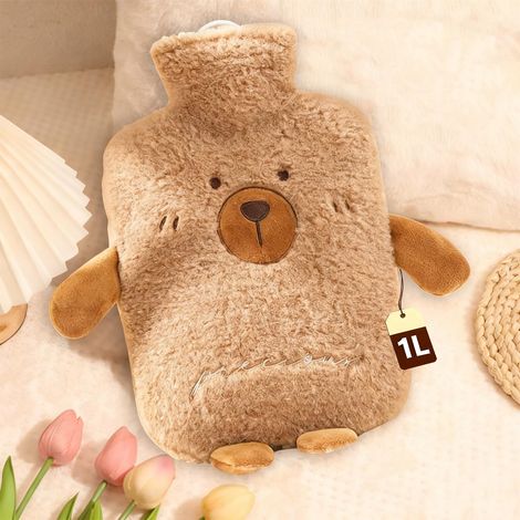 Lot de 2 Bouillotte Peluche avec Housse 1L, Anti-Fuite (1/5)