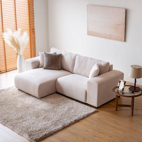 Divano angolare modulare 3 posti in velluto a coste beige ABERDEEN