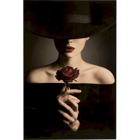 Décoration murale femme élégante verre et papier rose rouge - Noir profond et rouge bordeaux (1/2)