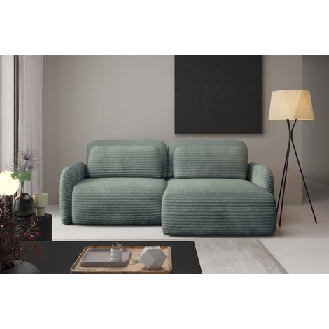 Ecksofa Schlafsofa Sofa SIMONE in Stoff Ambience Meeresgrün Ottomane Rechts (1/5)