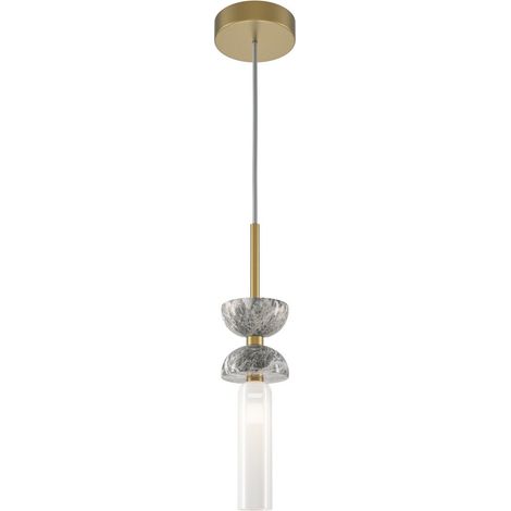Maytoni Kyoto Plafonnier moderne à suspension fine, doré et gris, 1 x G9, abat-jour blanc