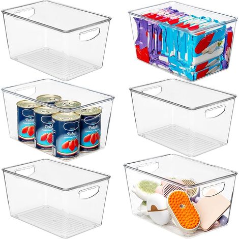 theaoo 6er-Set transparente, stapelbare Aufbewahrungsboxen mit Deckel – Große Kunststoffbehälter für die Vorratskammer und Aufbewahrung – Ideal für Küche und Küchenaufbewahrung (1/5)