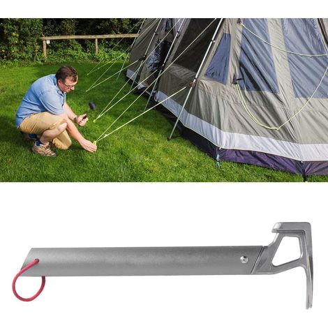Marteau de camping multifonction ShineTrip pour piquets de tente, manche en aluminium gris. (1/5)