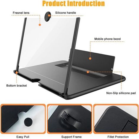 Loupe D'ecran Ultra HD 16 Pouces, Loupe D'ecran De Telephone 3D, Grossissement Portable Pour Tous Les Smartphones (1/4)