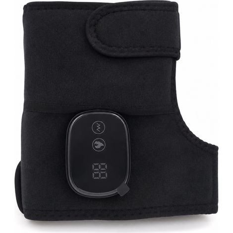 Masseur de genou chauffant à vibrations, noir, commande tactile, affichage numérique, batterie 5000 mAh