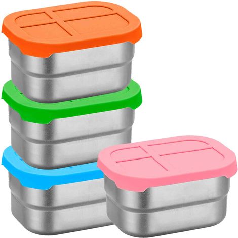 Boîte à lunch - Boîte à goûter en acier inoxydable 304 - Étanche et sans BPA - Petite boîte à lunch de 230 ml - Lot de 4