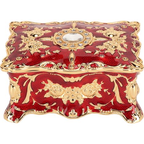 Boîte de rangement à bijoux vintage avec gravure florale pour boucles d'oreilles, bagues et colliers (1/5)