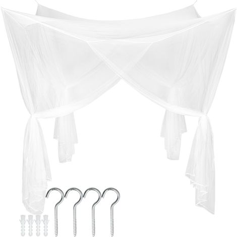 Moustiquaire de Lit Carrée 190210240cm - Lit Double et Simple, 4 suspensions et 4 Ouvertures, Maillage serré 156 Trous/mm², Rideau moustiquaire, Decoration Chambre (1/5)