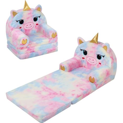 Canapé Enfant,Peluche Pliable Canapé-Lit Fauteuil Enfant Licorne (1/5)