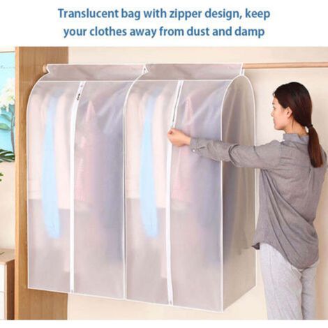 Housse de protection pour vêtements, sac de rangement suspendu, translucide, anti-poussière, étanche pour garde-robe avec fermeture éclair complète (1/5)
