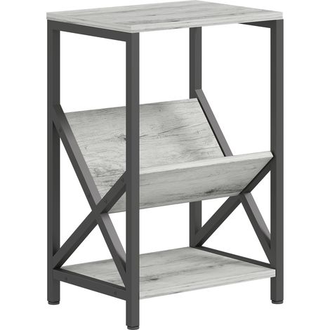 Table d'appoint étroite, table de rangement à 3 niveaux, porte-revues en forme de V, structure en acier, 40 x 30 x 61 cm, gris foncé (1/5)