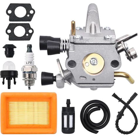 Carburateur pour débroussailleuse STIHL FS120 FS200 FS250 FS300 FS350 – Kit 10 pièces avec joints, filtre à air, bougie – Améliore la stabilité et réduit la consommation (1/2)