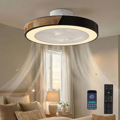 Ventilatore da soffitto con luce, 3 temperature di colore e 6 velocità, Ventilatore da soffitto a LED con lampada, silenzioso e dimmerabile (A) (1/5)