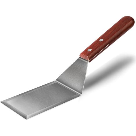 Spatule en métal pour poêle à frire en fonte, spatule de gril, spatule en acier inoxydable, spatule à hamburger, spatule à œuf spachulas, spatule en métal à dessus plat pour cuisson barbecue (1/5)