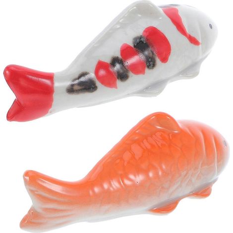 Statues de poissons flottants en céramique pour aquarium et bassin (lot de 2) (1/5)