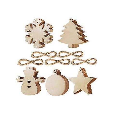 Weihnachtsschmuck, bemalbare Holzausschnitte mit Aufhängeloch für einfache Handhabung, tolles Preis-Leistungs-Verhältnis für DIY-Bastelprojekte, geeignet für verschiedene Zwecke