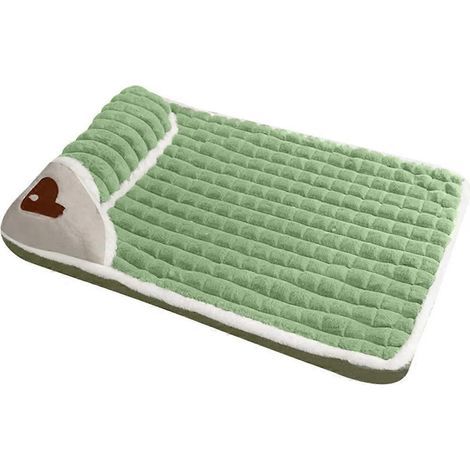 Tapis de couchage pour chien avec protection cervicale, niche amovible pour un confort optimal en intérieur, vert, XL (1/5)