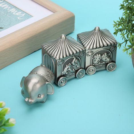 Boîte de Rangement Dentaire Éléphant en Métal, Coffret Cadeau Décoratif en Forme de Voiture Ancienne (1/5)