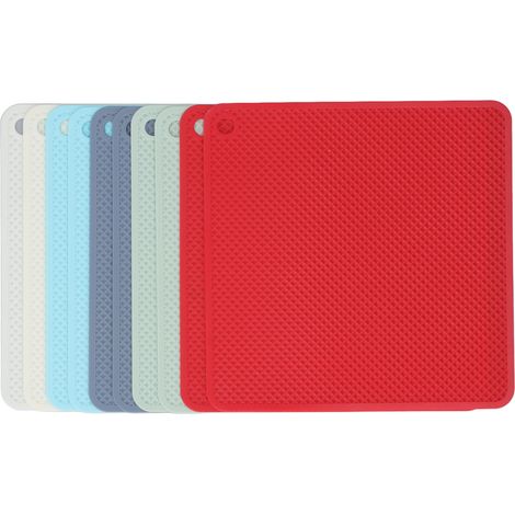 Lot de 10 tapis carrés en silicone anti-chaleur, antidérapants pour tasses et tables, 5 couleurs, résistants à la chaleur pour la maison (1/5)
