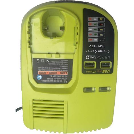 P117 Chargeur de remplacement pour Ryobi 12-18V NI-CD NI-MH Batterie Li-ion pour outils électriques with usb pour Ryobi P102 P103 P104 P105 P107 P108 P122 RB18L15 RB18L25 (1/5)