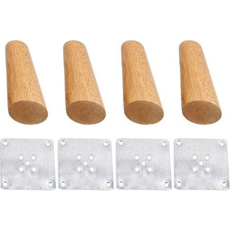 Set of 4 Solid Wood Furniture Legs Slanted 20cm, Replacement Feet with Mounting Plate and Screws for Sofa, TV, Bed, Dining Table (1/3)